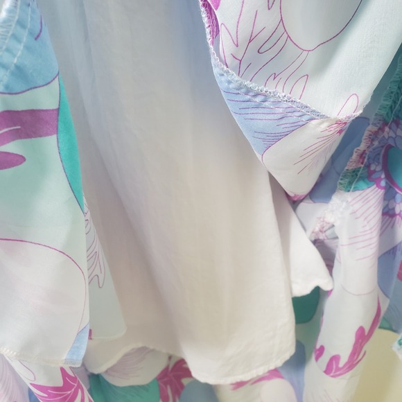 J Marie Mia Rae Long Sleeve Maxi Dress Floral Print Blue Teal Pink   S - Picture 7 of 16